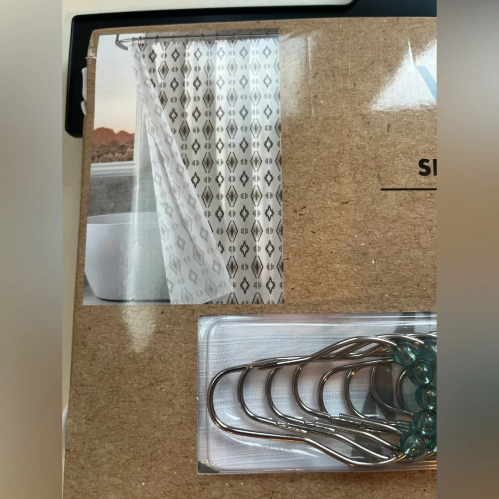 Wrangler Aztec Design Shower Curtain Set with Roller Hooks